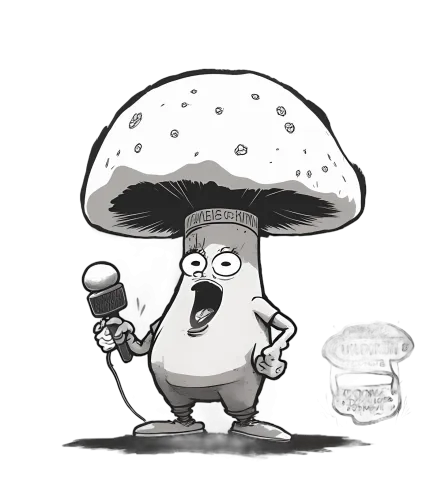 T-Shirts Design: Mushy the Comedian - Funny Mushroom with Microphone