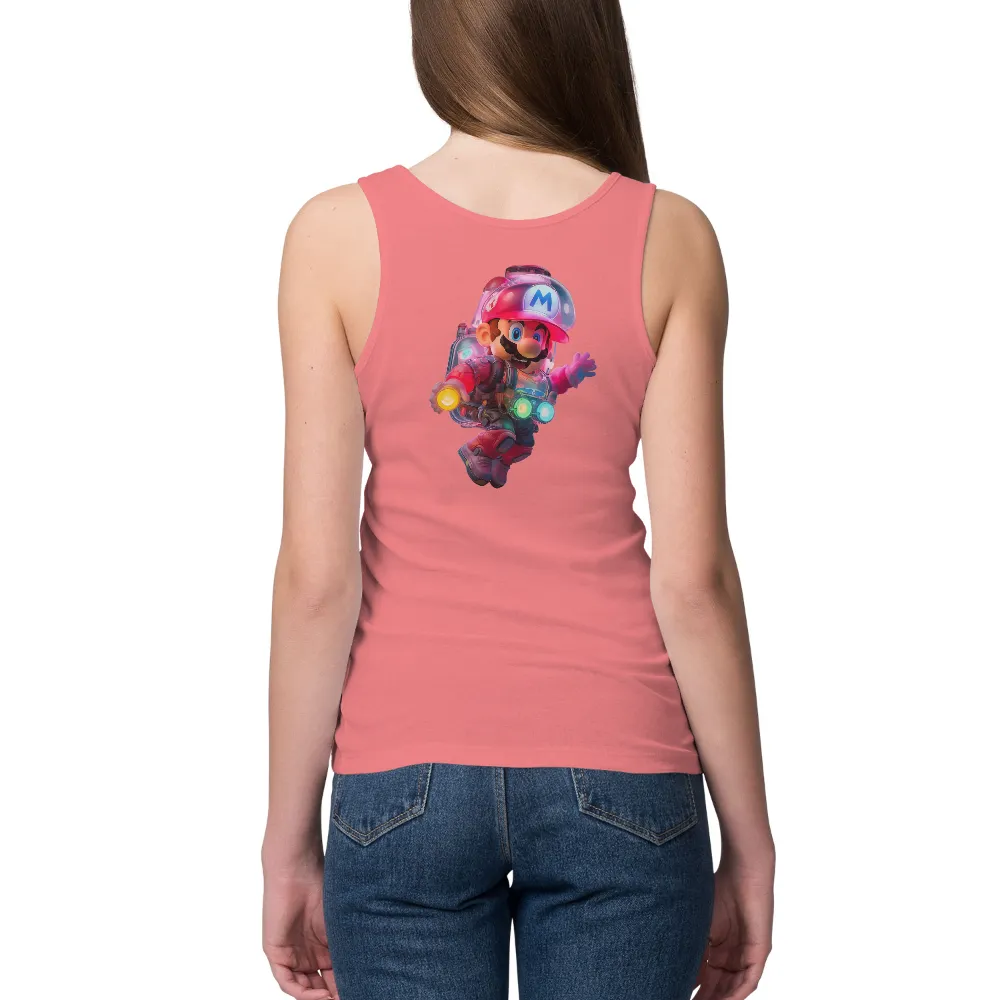 Shirts Graphic Tees: Cyberpunk Mario - Futuristic Gaming Adventure|neon green kenzo shirt