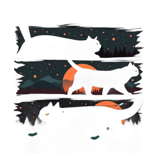 T-Shirts Custom: Black Cats Under the Starry Night Sky