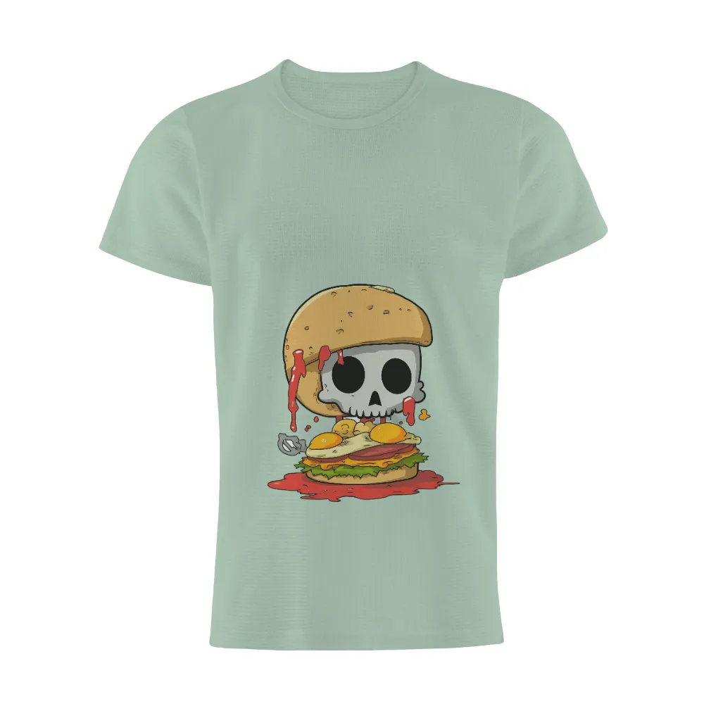 Customized Tee Shirts: Skull Burger - Dark Humor Meets Culinary Delight|skull shirt animal crossing