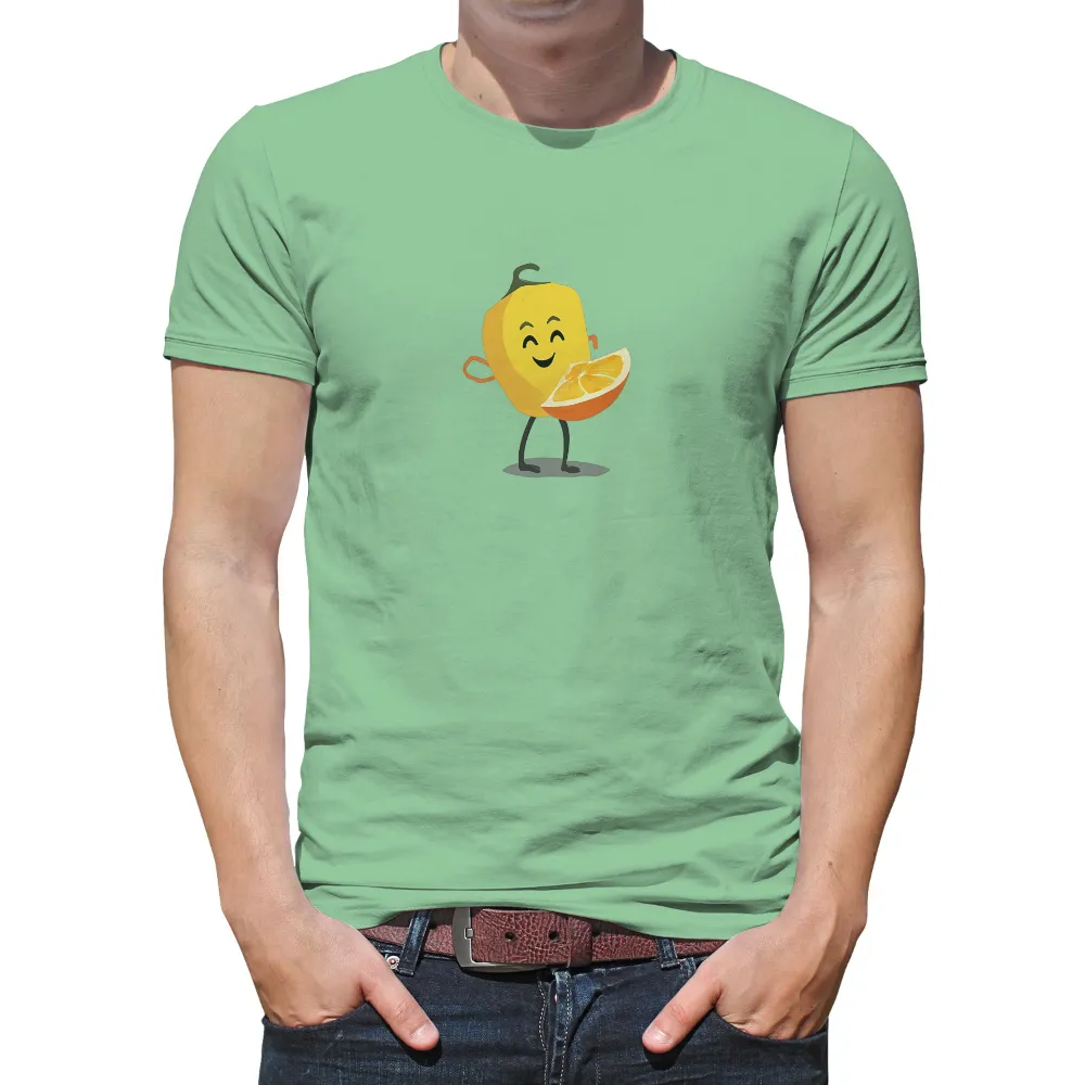 Custom Tee Shirts: Cheerful Orange Slice Emoji - Quirky and Fun Design|t shirt roblox orange