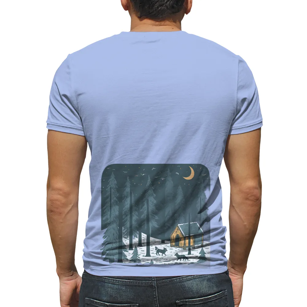 Winter Cabin in Snowy Forest Design for Custom Prints|casual vintage sun moon t shirt