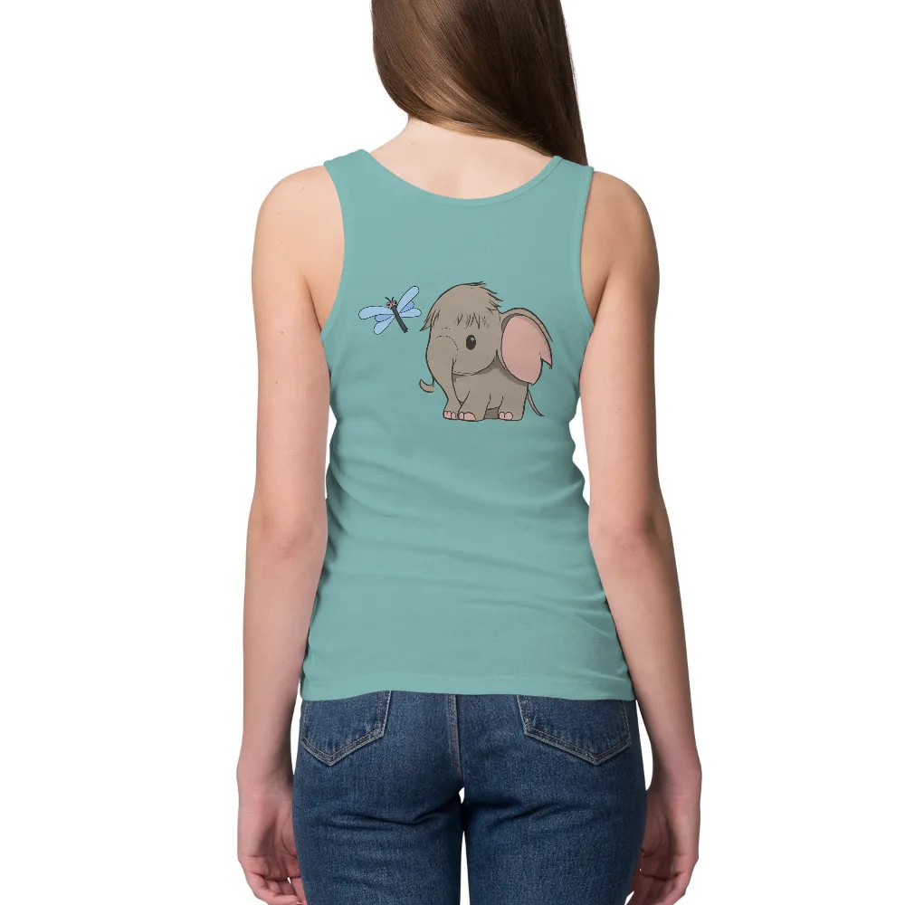 TShirt Printing: Cute Elephant and Dragonfly - Artistic Design|cartoon tshirt for ladies