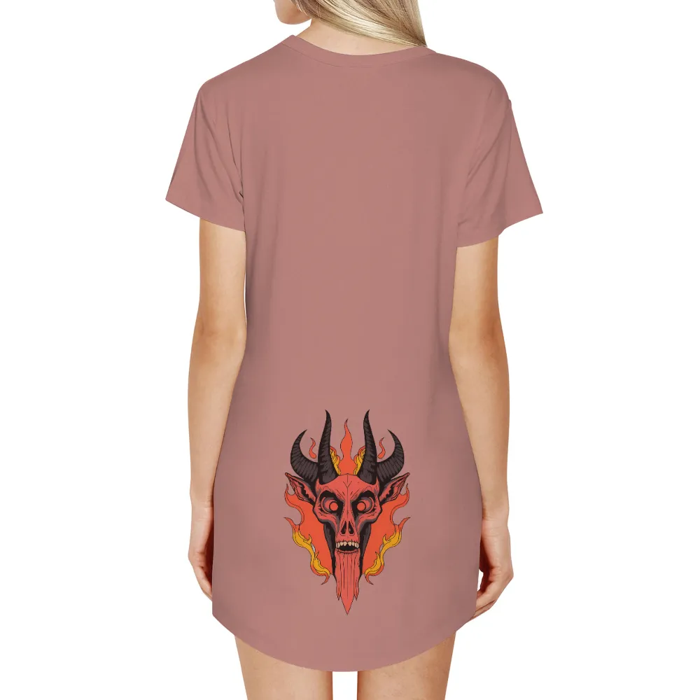 Custom Tee Shirts: Demonic Skull - Chaos and Rebellion| menacing expression