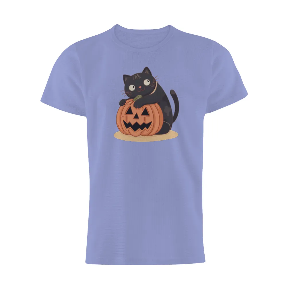 Customized Tee Shirts: Playful Cat with Pumpkin - Halloween Fun|roblox cute t shirt free