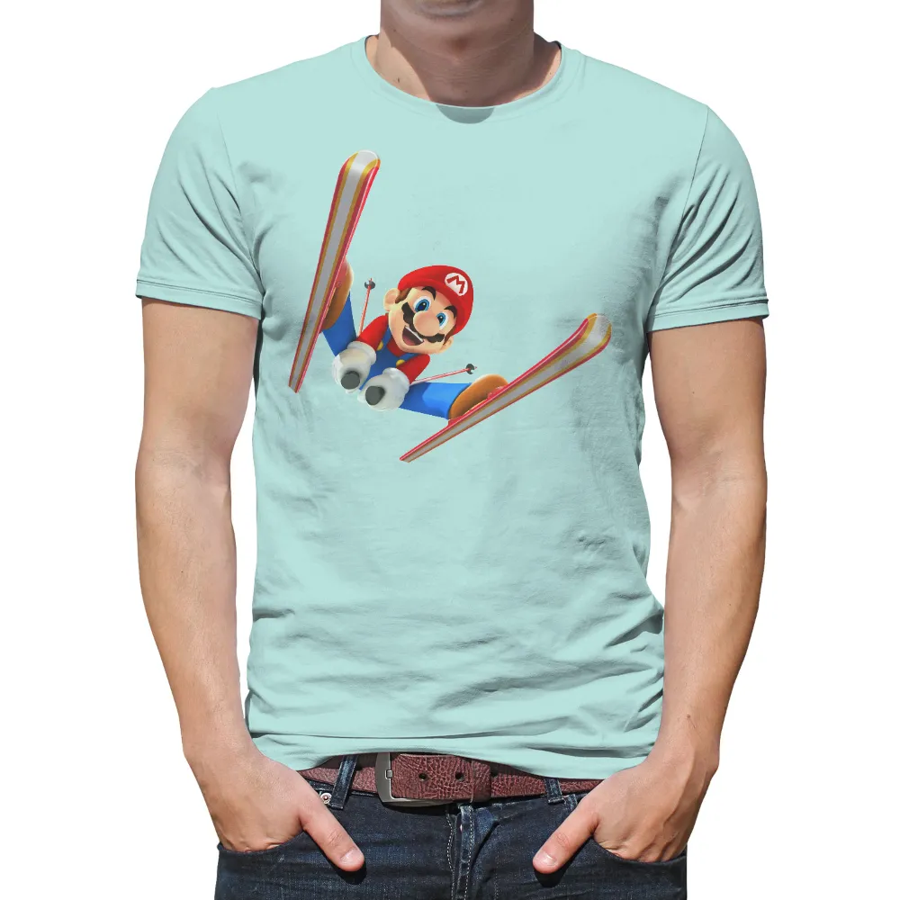 T-Shirts Custom: Mario Ski Adventure - Excitement and Determination|co couture winter lace blouse