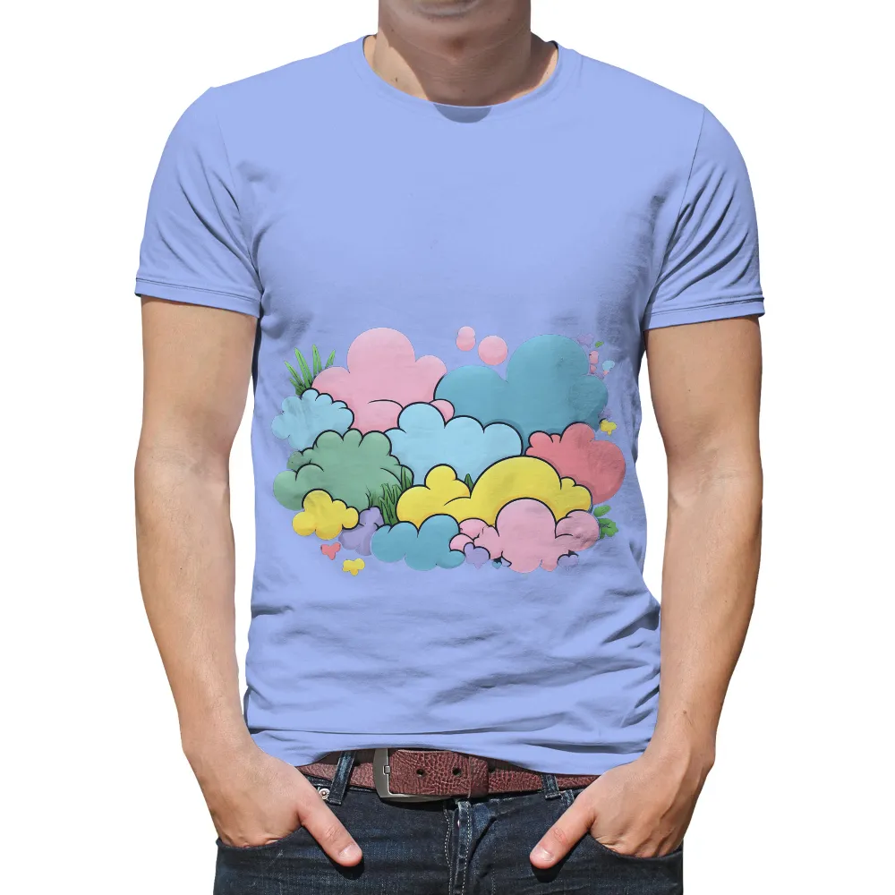 Whimsical Clouds and Pastel Colors: A Nostalgic Art Piece|superman and wonder woman couple shirts