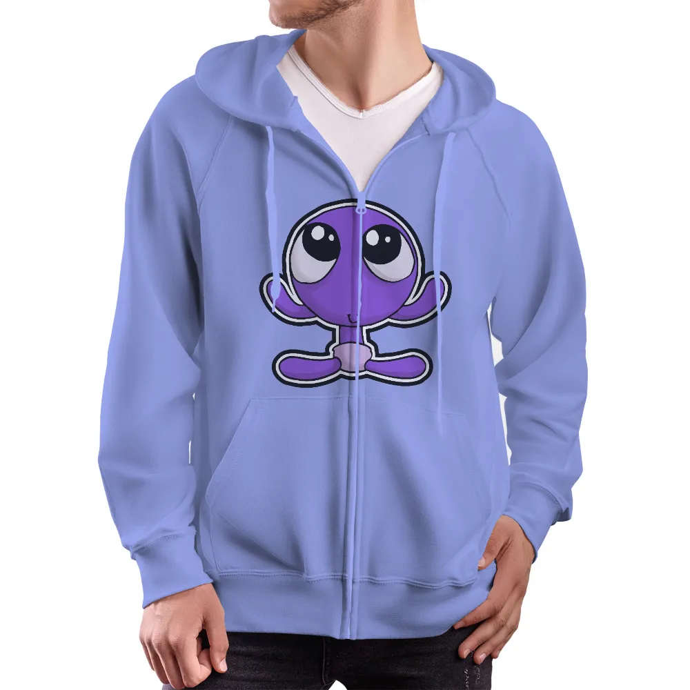 Customized Tee Shirts: Whimsical Purple Creature with Big Eyes|music art love happiness t shirt