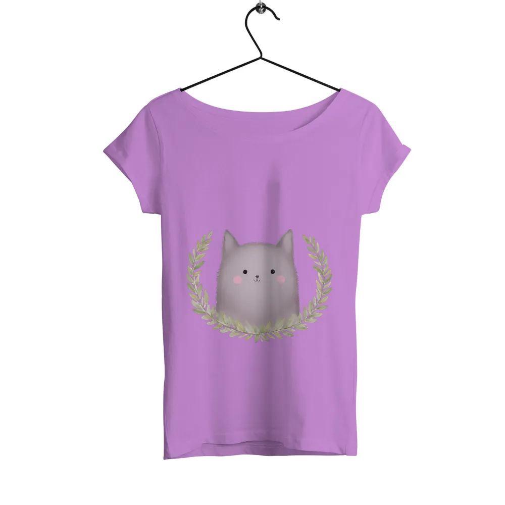 Custom T-Shirt Printing: Fluffy Cat in Nature Wreath | Inspirational Life Theme| joy