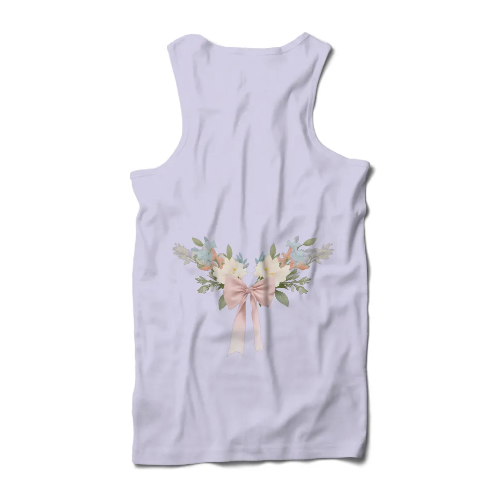 TShirt Printing: Floral Elegance with Soft Pink Bow - Artistic Designs|t shirt painting on nature