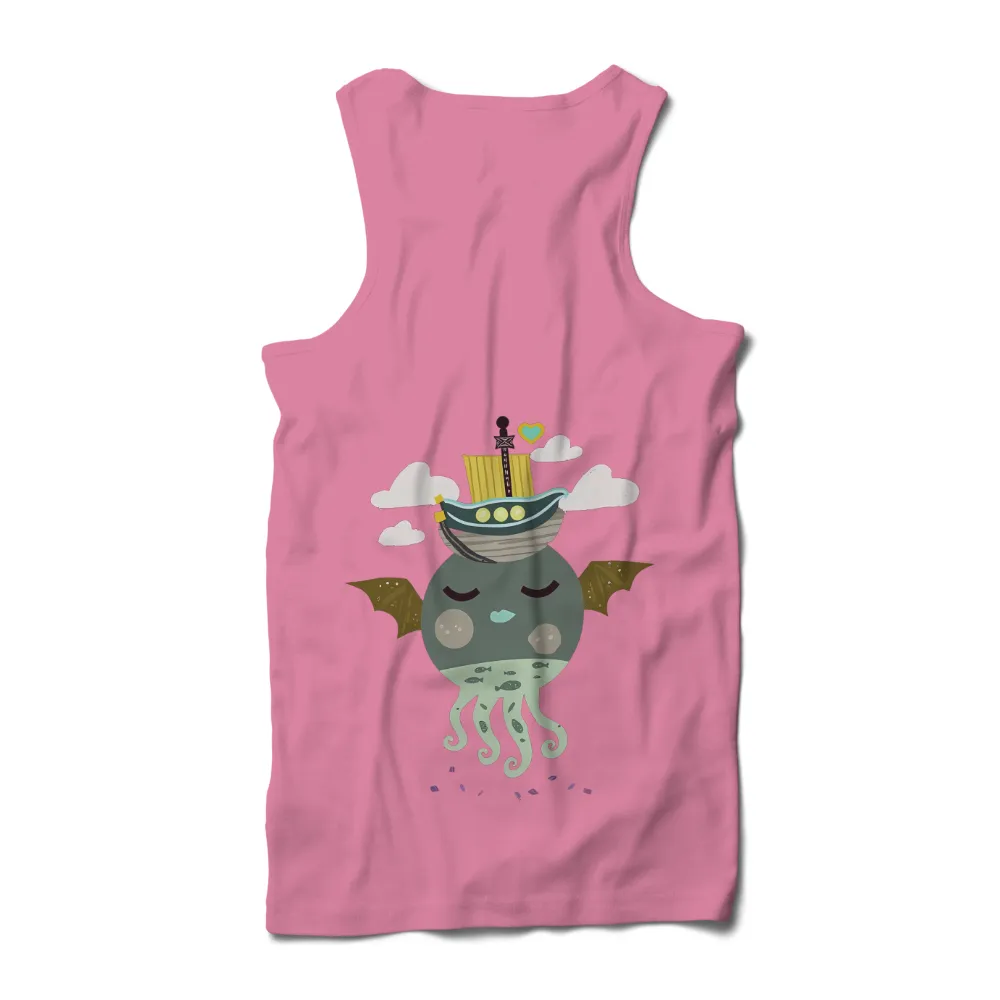 T-Shirts Custom: Whimsical Cthulhu with Love Boat|pink fantasy football shirt