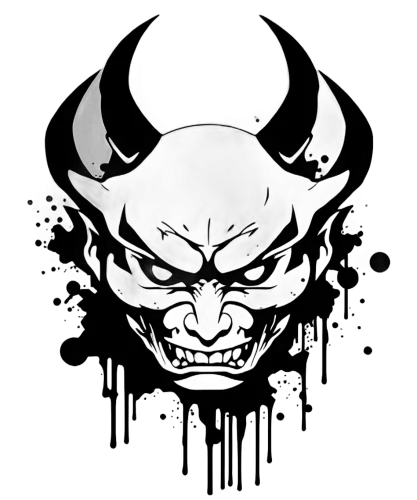 Tee Shirts Printed: Oni Mask - Strength and Protection in Artistic Design