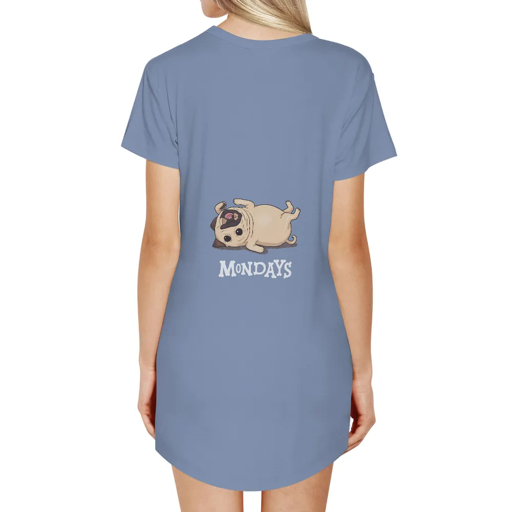 T-Shirts Pattern: Pug Mondays - Funny & Quotes| Pug with the word Mondays