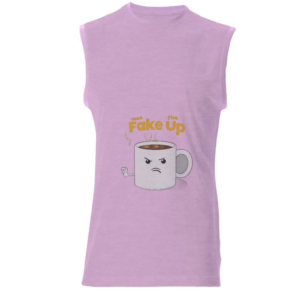 Custom Design with 'Wake the Fake Up': Coffee, Anger, Fist, Irony, and Humor|coffee and camping shirt