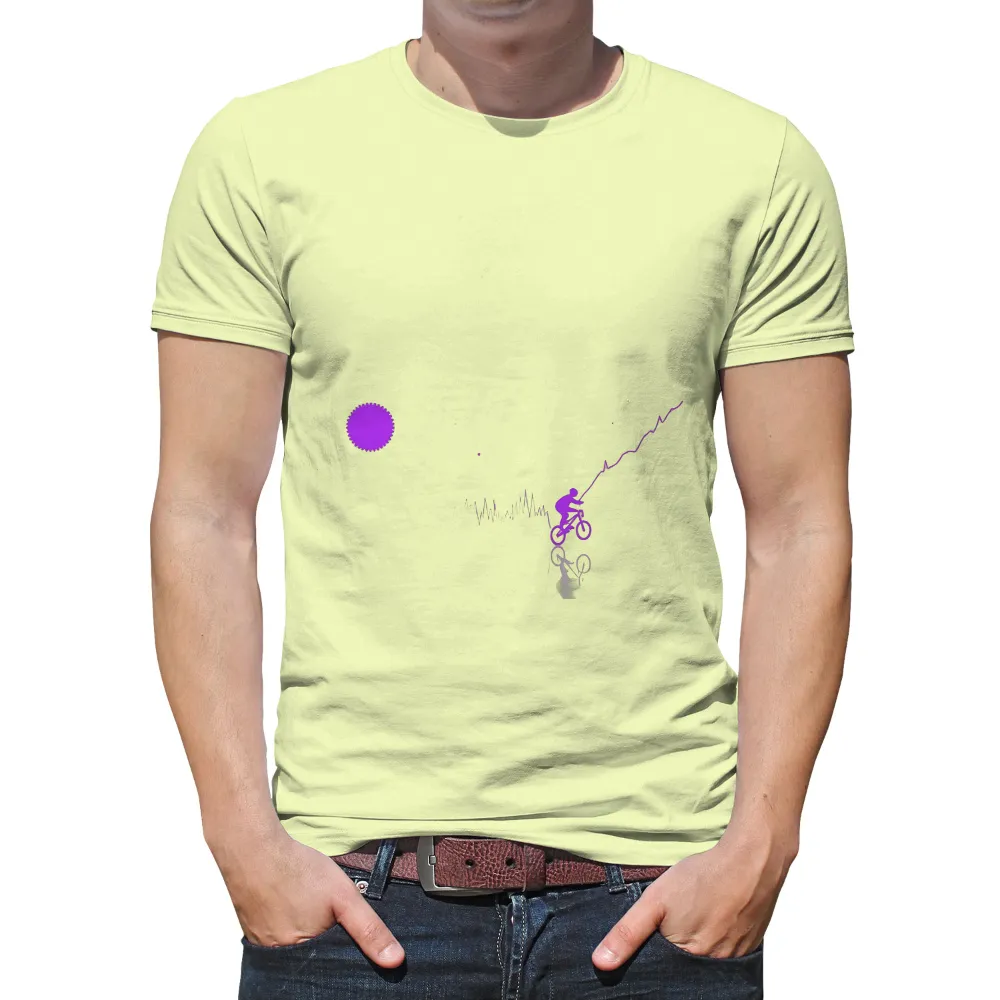 T-Shirts Design: Electric Cycling Adventure| vibrant purple hues