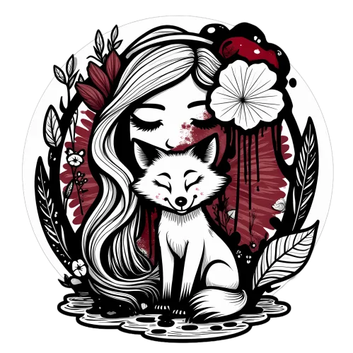 Graphic Tees: Girl and Fox in Harmony - Artistic Designs