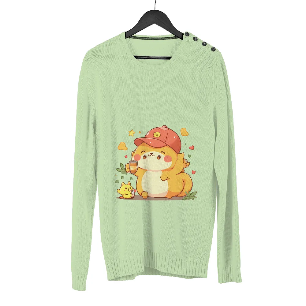 Graphic Tees: Mochi the Hamster - Joyful Companionship| Adorable hamster enjoying tea