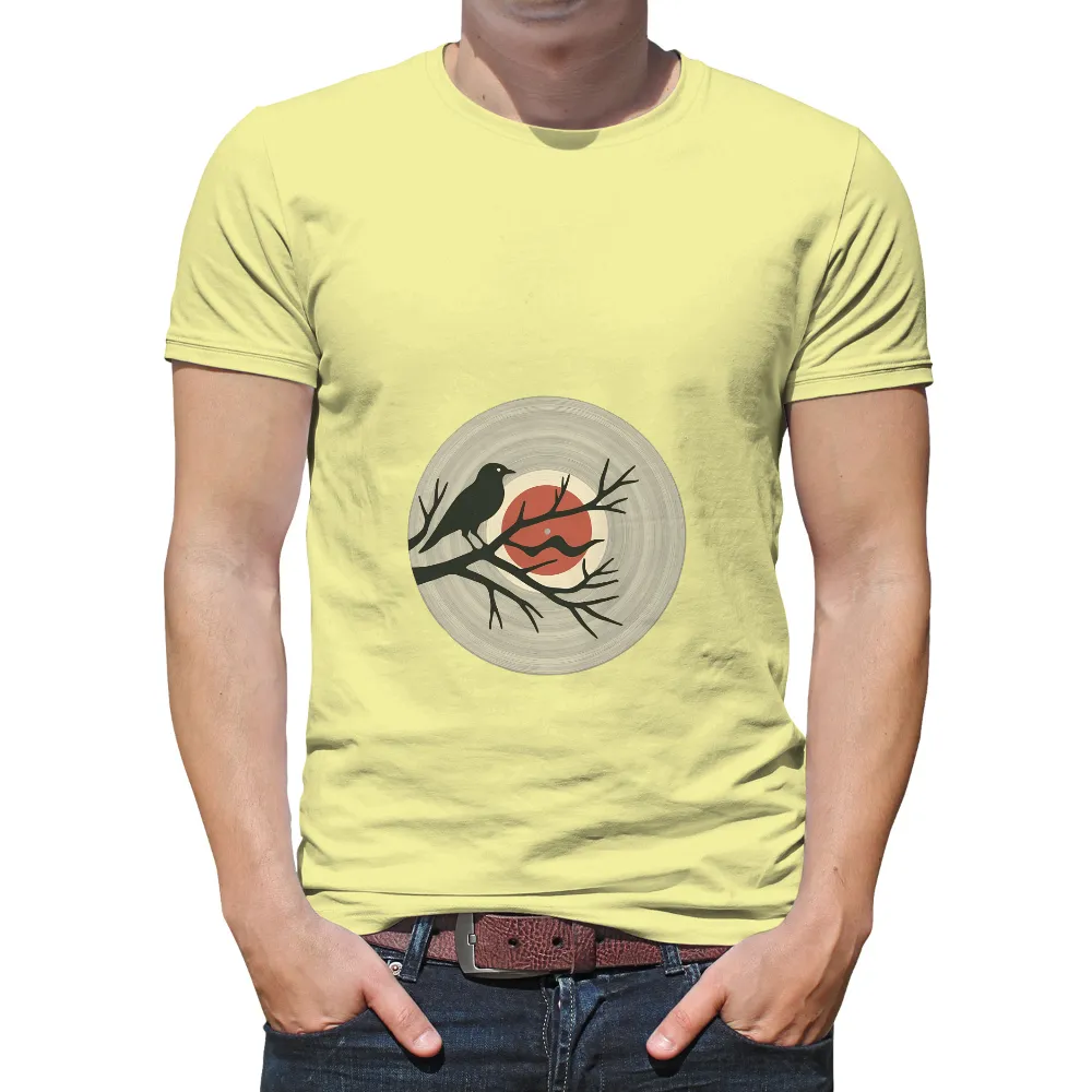 T-Shirts Design: Crow on Vinyl - Nature Meets Music|valentine vinyl shirts