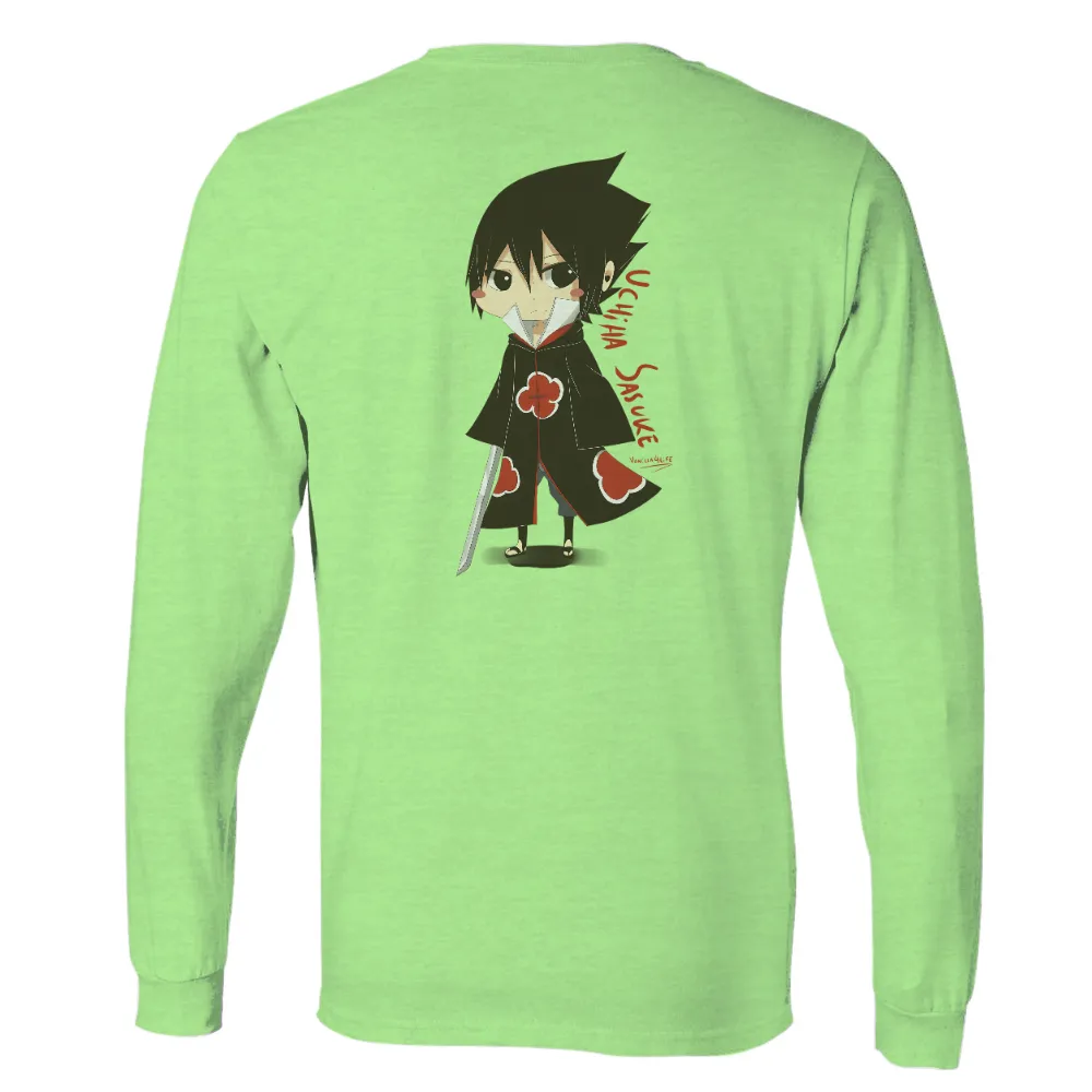 Custom T-Shirt Printing: Uchiha Sasuke - Anime Warrior in Black Cloak|thermal body art shirt