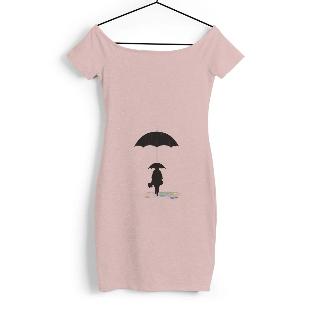 T-Shirt Printing: Step into a Whimsical Rainy Night| holding an umbrella