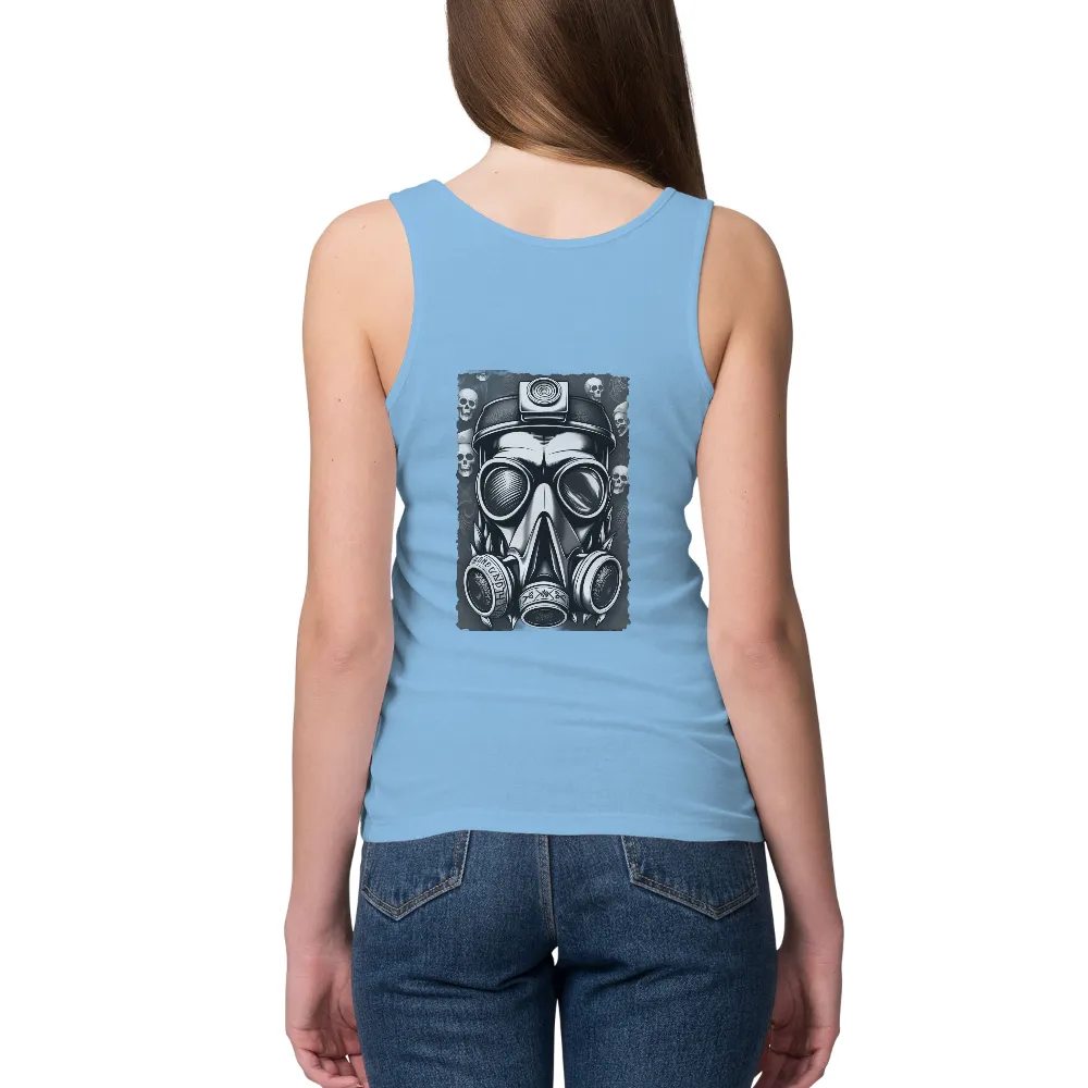 T-Shirts Pattern: Gas Mask & Skulls - Resilience and Survival| Black and white illustration