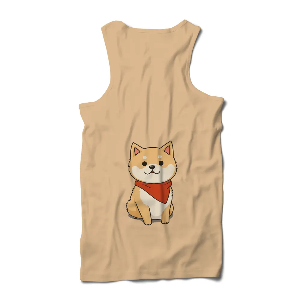 Tee Shirts Printed: Adorable Shiba Inu Puppy with Red Bandana|shirt roblox cute