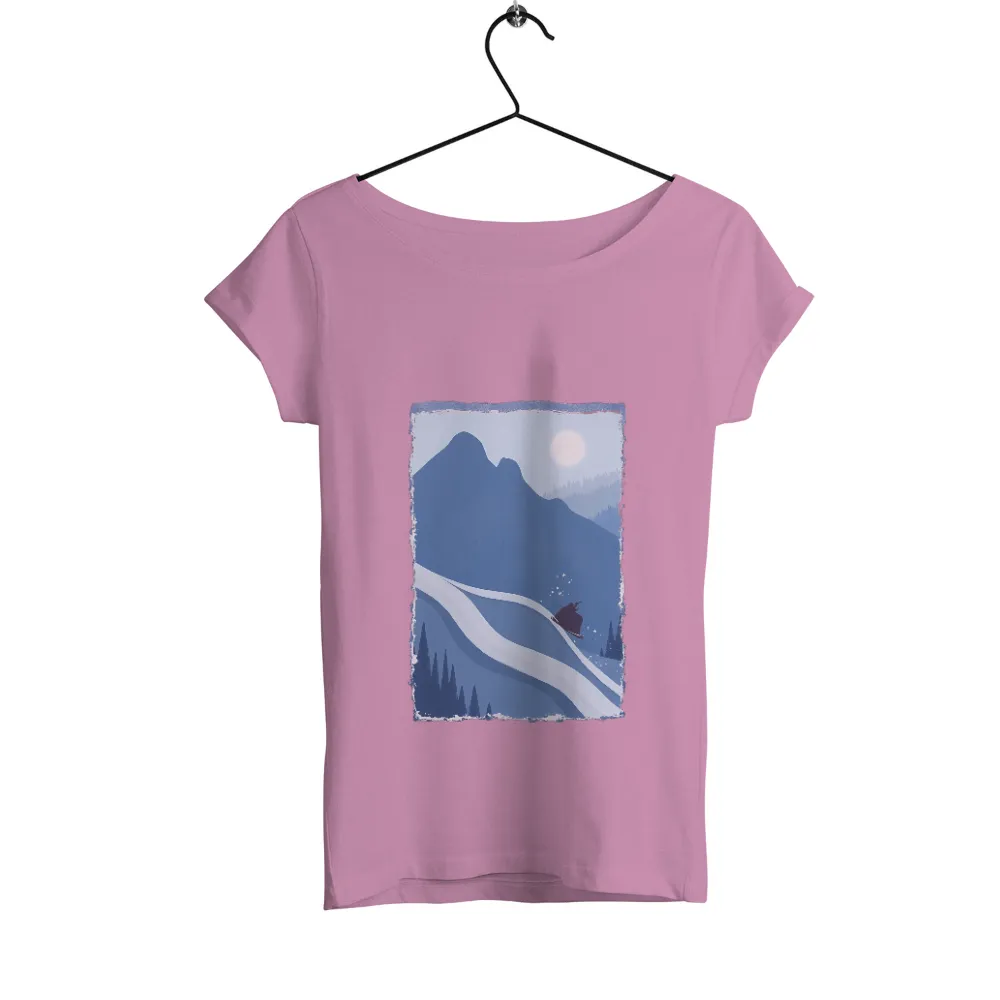 Tee Shirts Printed: Snowboarding Adventure| Clear blue sky