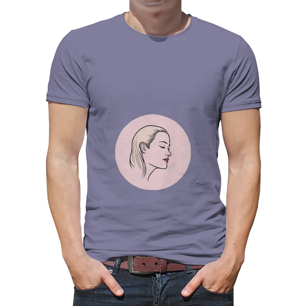 Tee Shirt Printing: Vintage Elegance - Serene Profile in Soft Pink|chicago bulls retro tee