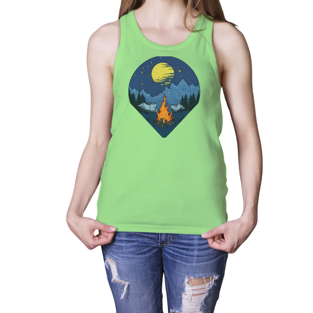 Tee Shirt Printing: Bonfire Under the Stars - Nature's Warmth|stars hollow knit a thon shirt