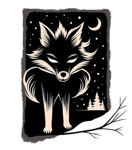 Graphic Tees: Mystical Fox Guardian Under the Starry Night