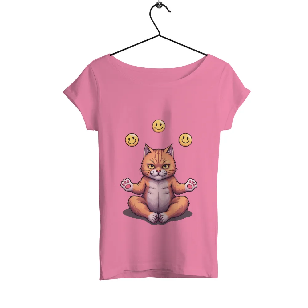 Tee Shirt Printing: Meditative Cat Juggling Smiles|Meditative cat