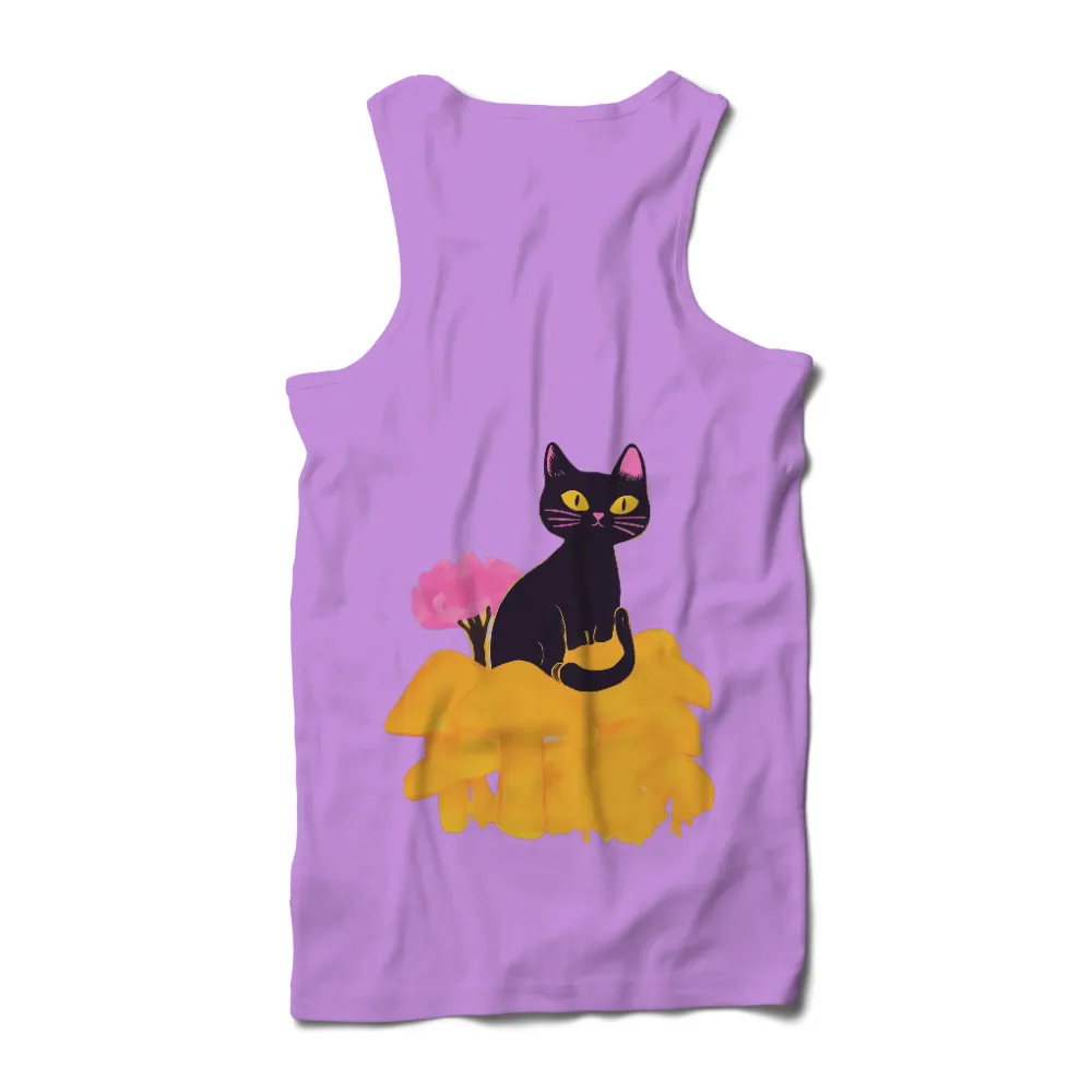 Whimsical Black Cat T-Shirts Design | Fantasy & Nature Inspired|Black cat with yellow eyes