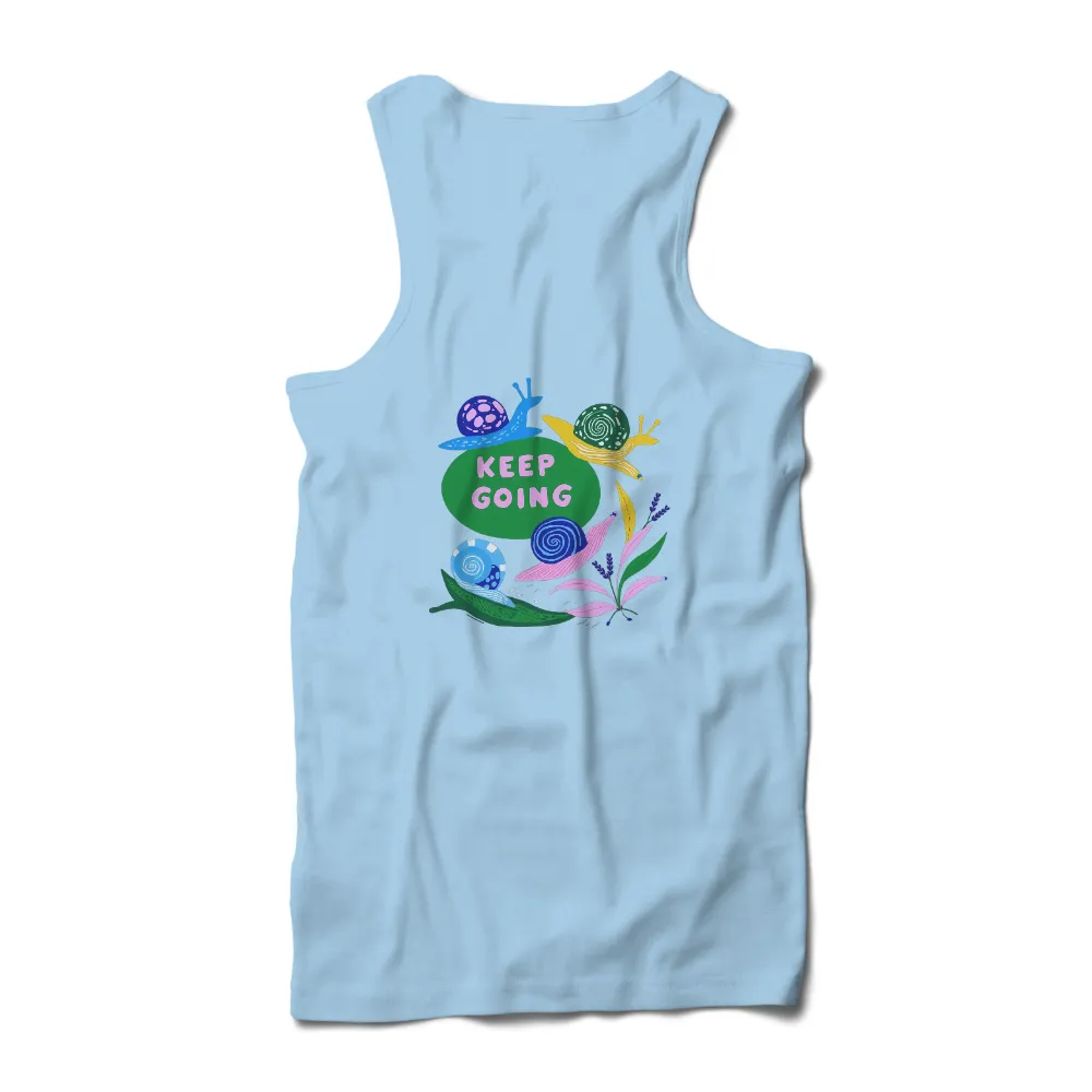 Customized Tee Shirts: Keep Going - Snails of Perseverance|Blueberry snail with deep blue and purple shell