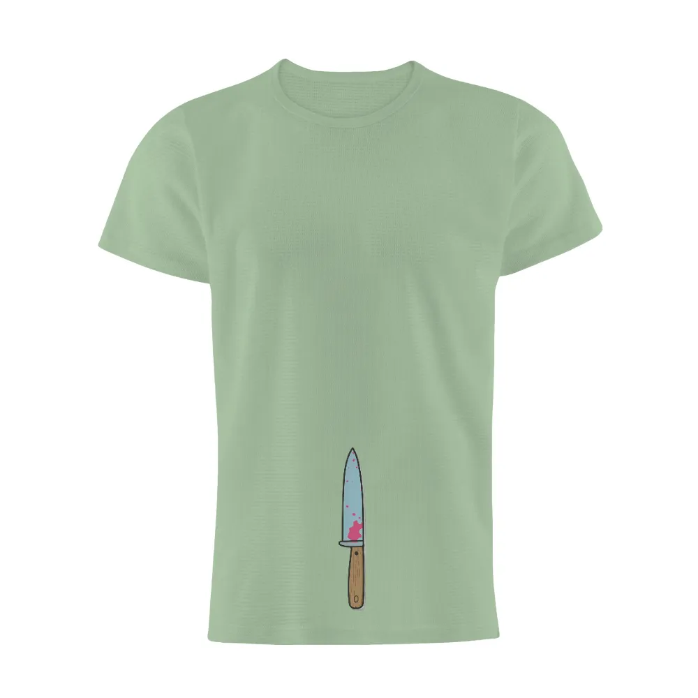 Vintage Knife with Wooden Handle and Pink Splatter Design|vintage space camp t shirt