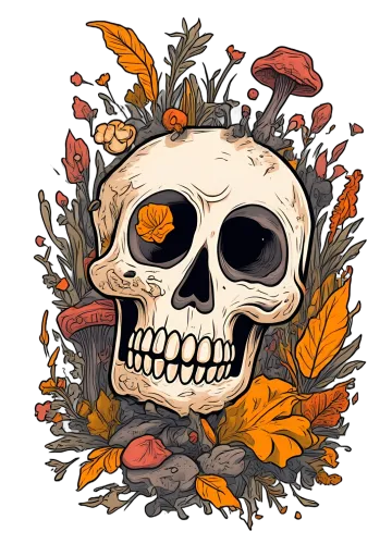 T-Shirt Printing: Nature's Cycle - Skull & Autumn Leaves