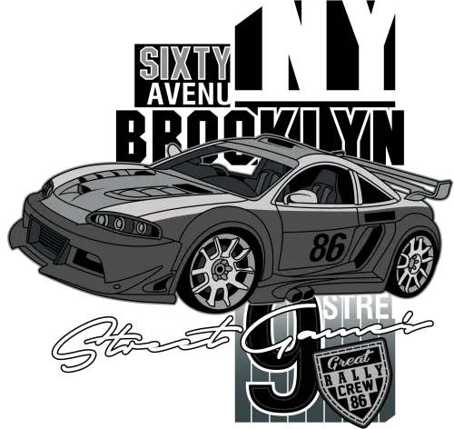 Tee Shirt Printing: New York Sixty - Street Racing Sports Car Design