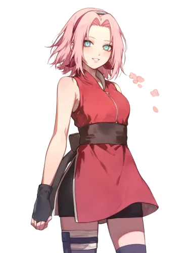 Sakura in Red Dress - mesh shirt naruto