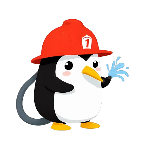 Tee Shirts Printed: Firefighter Penguin - Brave Hero