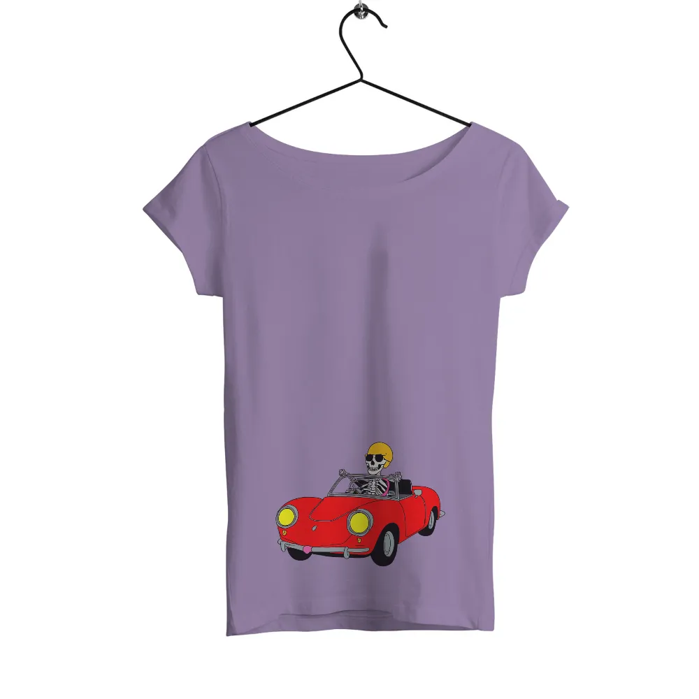 Shirts Graphic Tees: Skeleton Adventure in Vintage Car|rainbow skeleton hands shirt