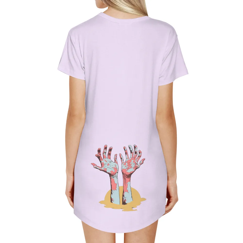 T-Shirts Design: Emerging Hands from the Depths | Horror Art|Emerging hands