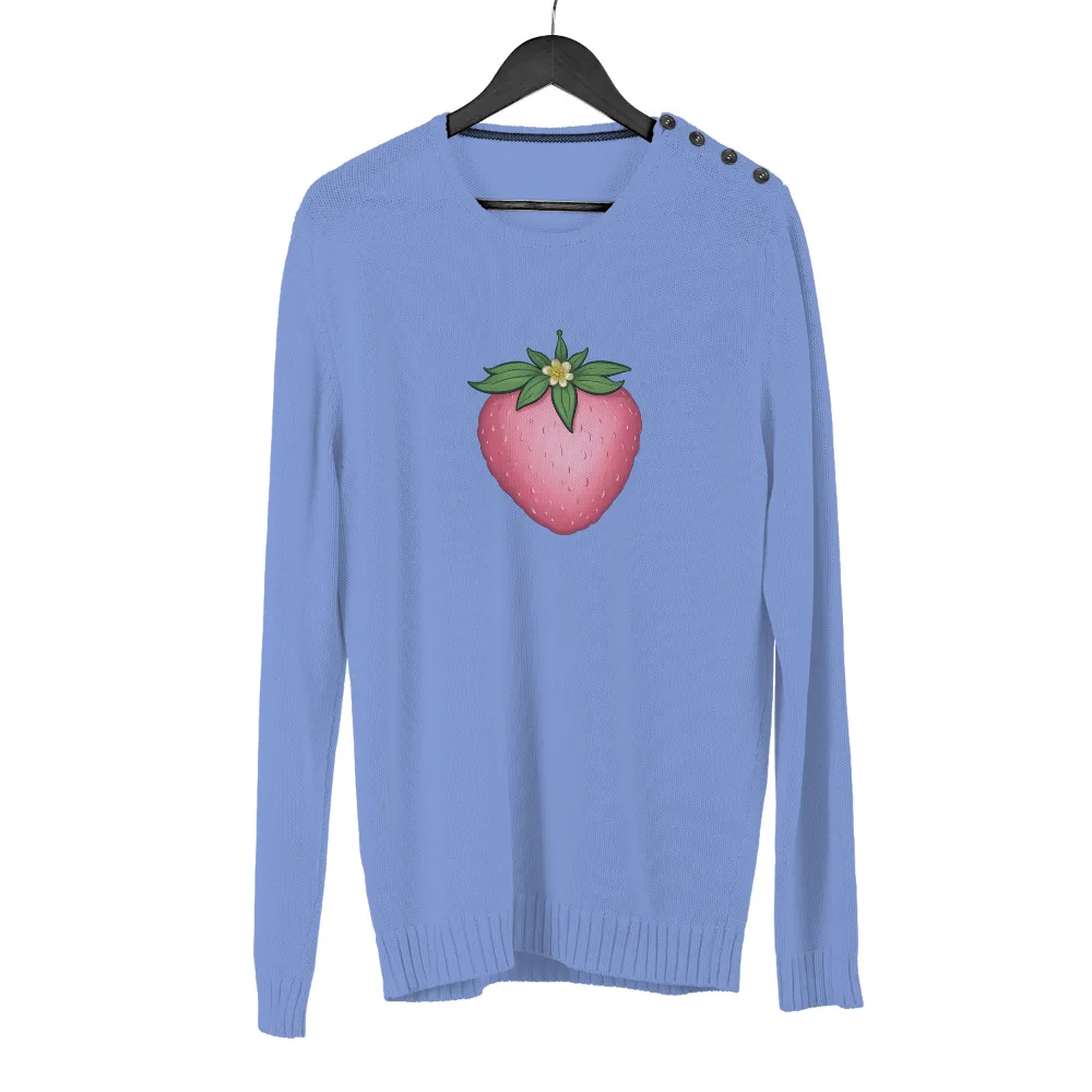 TShirt Design: Vibrant Pink Strawberry with Yellow Flower|best summer shirts for fat arms