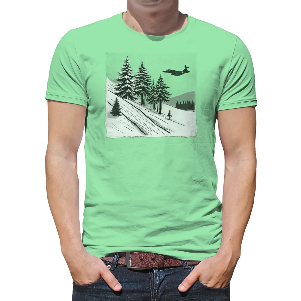 Tee Shirts Printed: Winter Night Skiing Under Orion|squirrel winter shirt