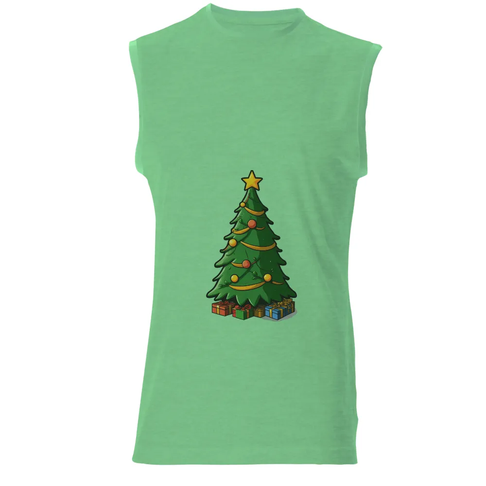 Tee Shirt Printing: Festive Christmas Tree with Gifts|art t shirt design vintage