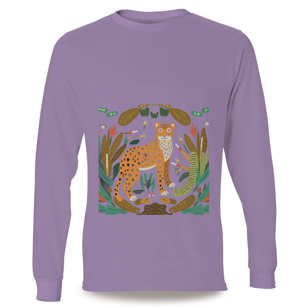 Graphic Tees: Leopard in the Jungle - Artistic Wildlife Design|leopard print valentine shirt