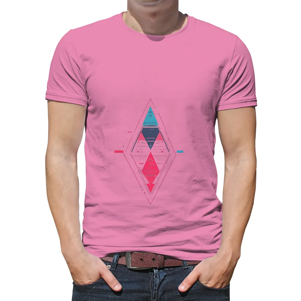 Futuristic Geometric Shapes: Cyberpunk-Inspired Interlocking Triangles Design|roblox t shirt aesthetic blue