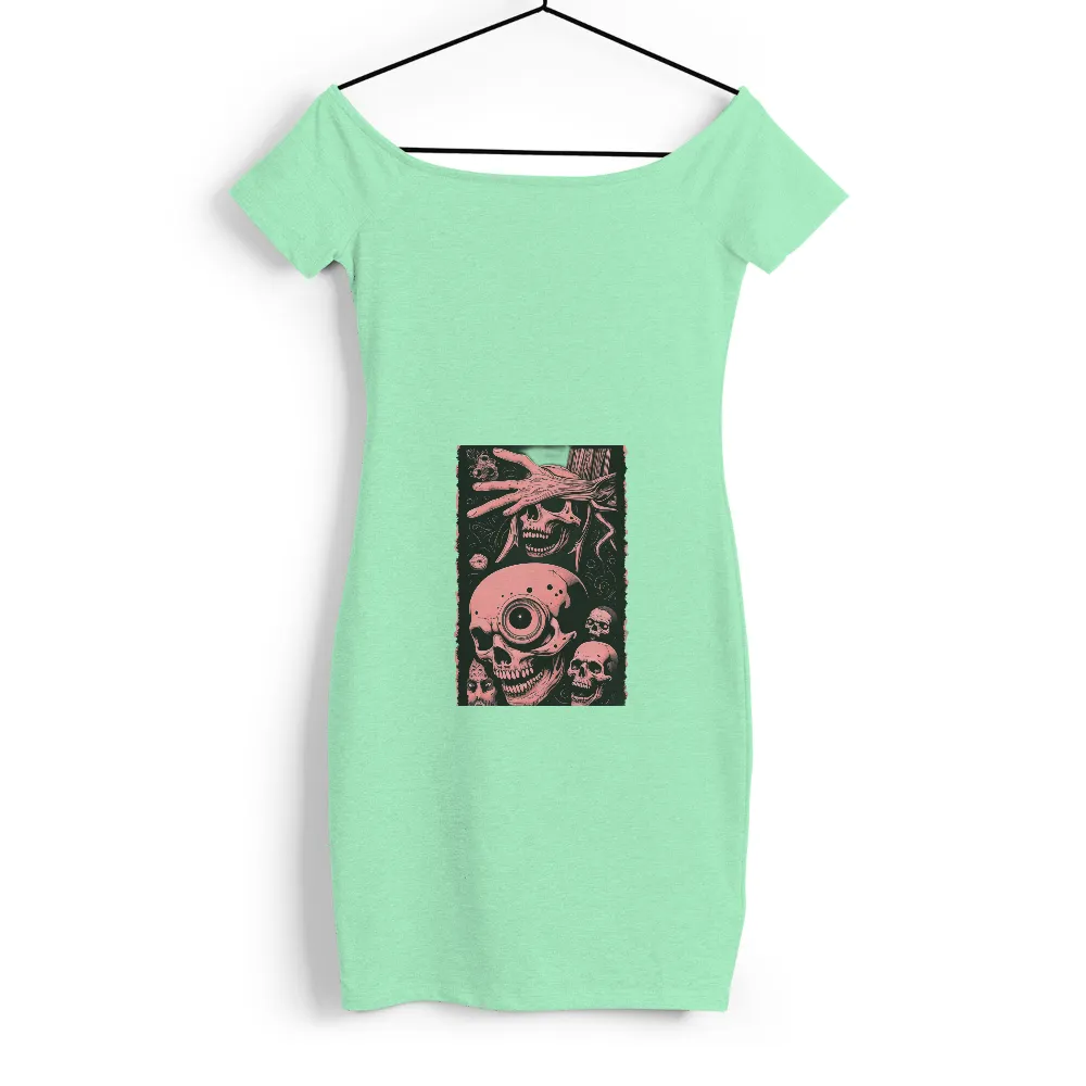 Graphic Tees: Surreal Skulls with Camera Lens - Artistic Design| Pink and black contrast