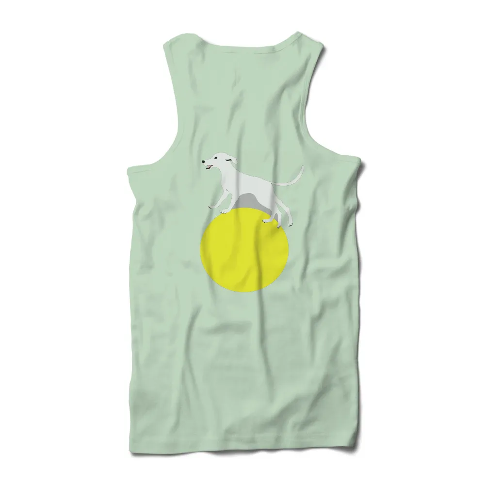 Custom Tee Shirts: Luna's Joyful Adventure - Playful Dog on Yellow Ball|enes kanter freedom t shirt