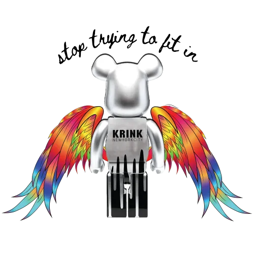 T-Shirt Printing: Krink Bear with Rainbow Wings - Artistic Urban Culture