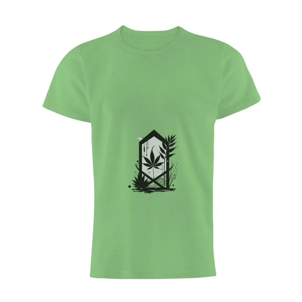 Custom T-Shirt Printing: Geometric Cannabis Leaf Art|black and white t shirt roblox