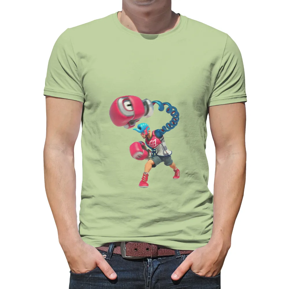 Custom T-Shirt Printing: Boxing Spirit with Blue Hair and Pink Gloves|spring shirts plus size